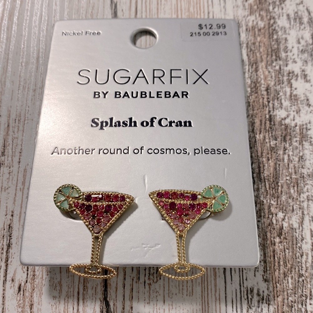 Sugarfix by Baublebar Splash of Cran Martini Glass Stud Earrings - Picture 3 of 3